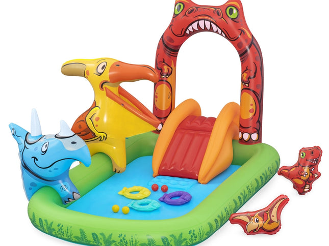 Bestway Kids Inflatable Play Splash Pool with Slide Ball Tossing Toys 242x140cm