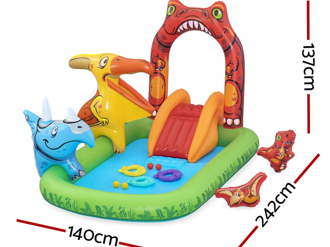 Bestway Kids Inflatable Play Splash Pool with Slide Ball Tossing Toys 242x140cm