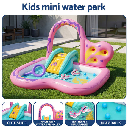 Bestway Inflatable Butterfly Kids Play Pool Park with Slide 180cm Pink