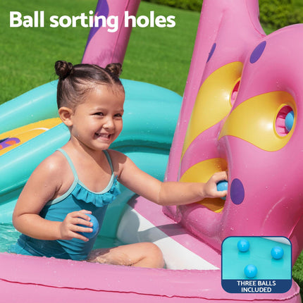Bestway Inflatable Butterfly Kids Play Pool Park with Slide 180cm Pink