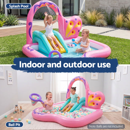 Bestway Inflatable Butterfly Kids Play Pool Park with Slide 180cm Pink