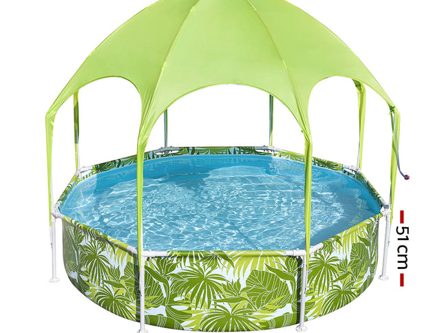 Bestway Kids Pool 244x51cm Steel Frame Swimming Play Pools Canopy 1688L