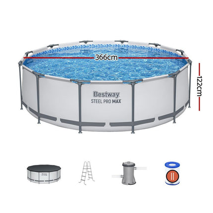 Bestway 366cm Swimming Pool Above Ground Pools Round Filter Pump Cover Ladder