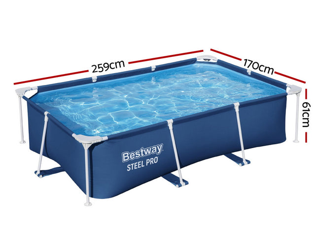 Bestway Swimming Pool 259x170x61cm Steel Frame Above Ground Pools 2300L