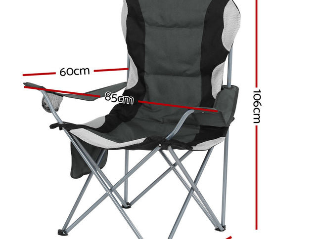 Weisshorn Camping Folding Chair Portable Outdoor Hiking Fishing Picnic Grey 2pcs