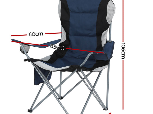 Weisshorn Camping Folding Chair Portable Outdoor Hiking Fishing Picnic Navy 2pcs