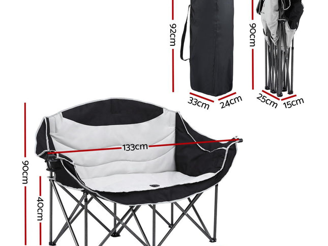 Weisshorn Camping Chair Double Folding Moon Chair Portable Seat 240KG