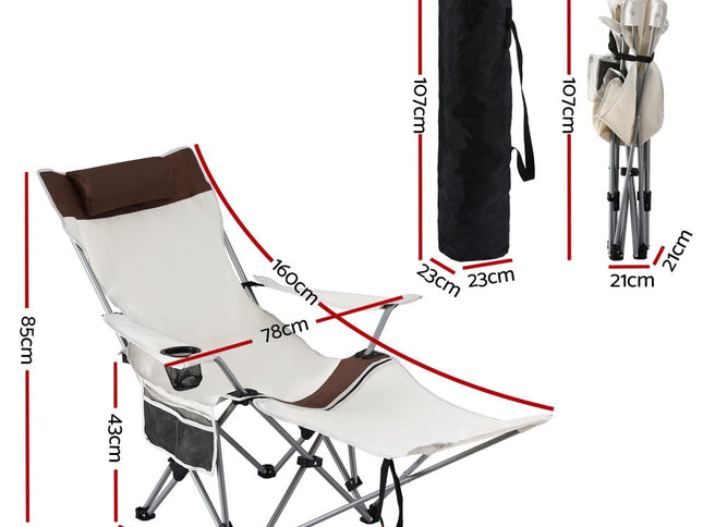Weisshorn Camping Chair Reclining Adjustable Portable Outdoor Folding Lightweight
