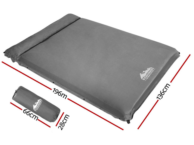 Weisshorn Self Inflating Mattress 10CM Camping Sleeping Mat Air Double Grey