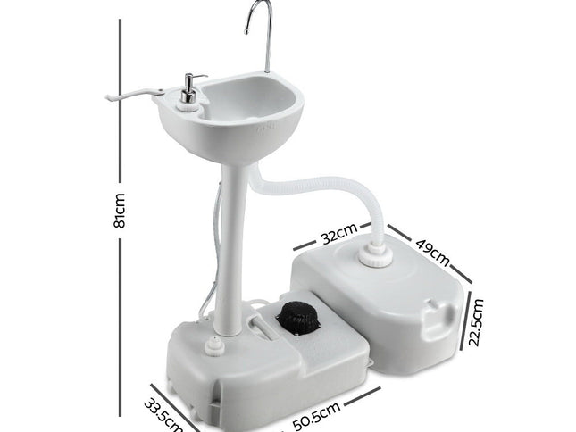 Weisshorn Camping Basin Portable Hand Wash Sink Stand 43L Capacity