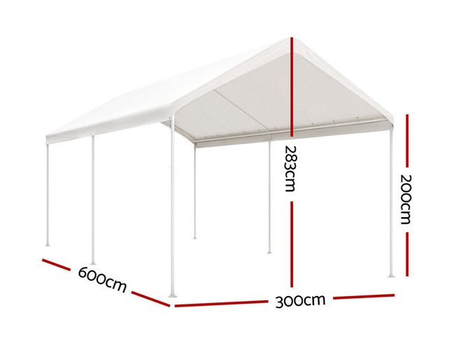 Instahut Carports 3x6m Carport Kits Steel Shelter Gazebo Canopy Garage Portable Garden Shed
