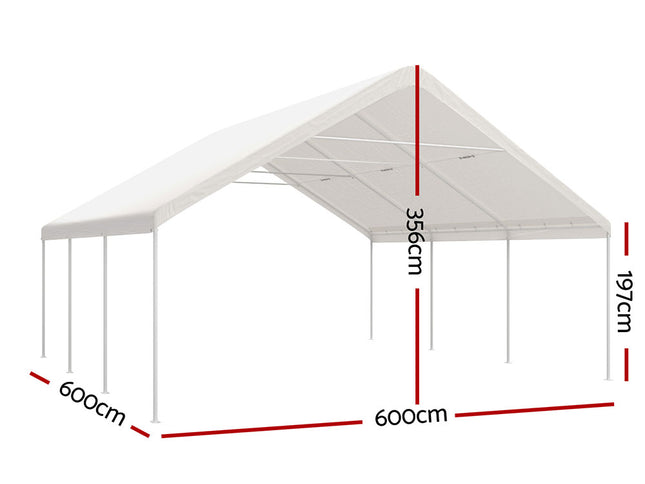 Instahut Carports 6x6m Carport Kits Steel Shelter Gazebo Canopy Garage Portable Garden Shed