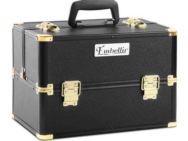 Embellir Portable Cosmetic Beauty Makeup Case - Black & Gold
