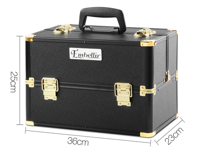 Embellir Portable Cosmetic Beauty Makeup Case - Black & Gold