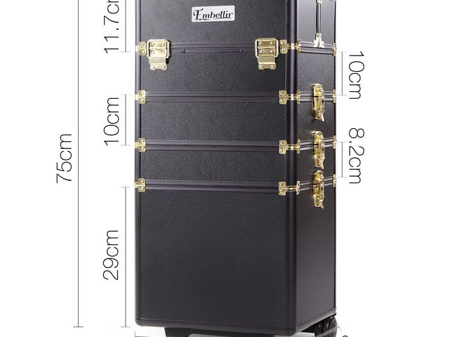 Embellir Makeup Case Beauty Trolley Cosmetic Organiser Box Travel Wheels Gold