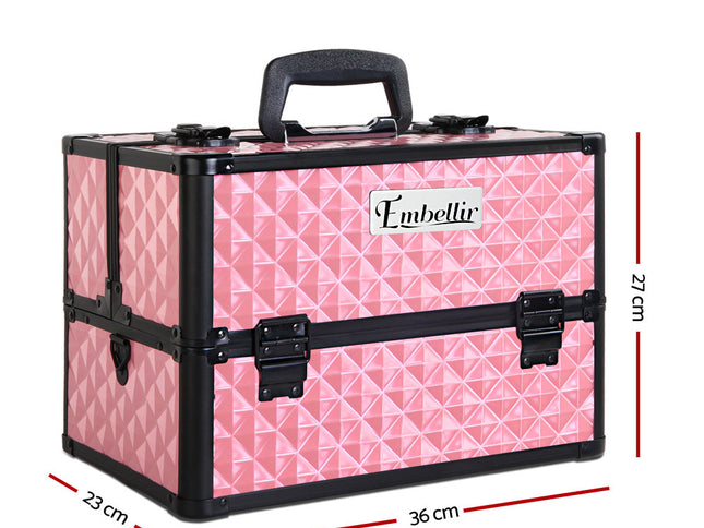 Embellir Portable Cosmetic Beauty Makeup Case - Diamond Pink