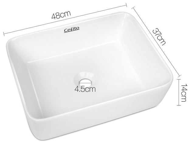 Cefito Bathroom Basin Ceramic Vanity Sink Hand Wash Bowl 48x37cm White