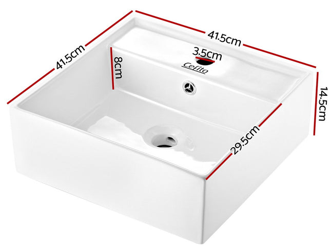 Cefito Bathroom Basin Ceramic Vanity Sink Hand Wash Bowl 41x41cm