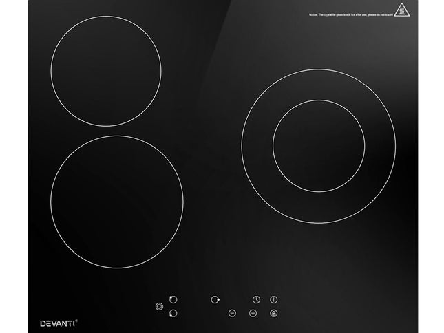 Devanti Electric Ceramic Cooktop 60cm Kitchen Cooker 4 Burner Hob Touch Control 5200W