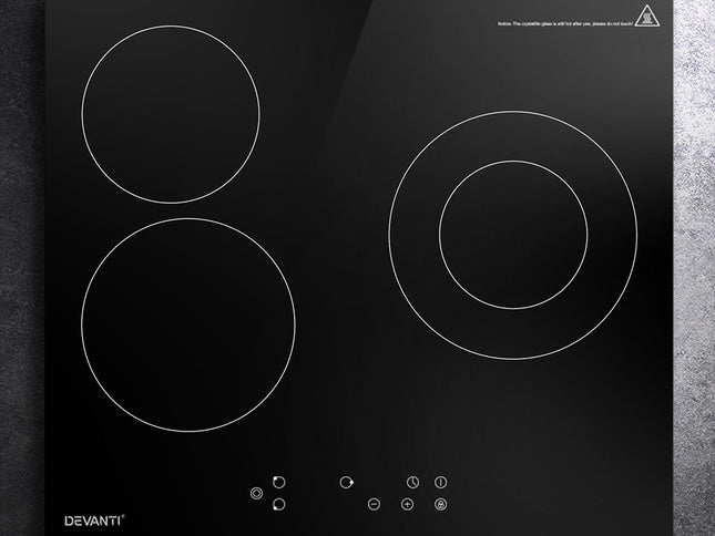 Devanti Electric Ceramic Cooktop 60cm Kitchen Cooker 4 Burner Hob Touch Control 5200W