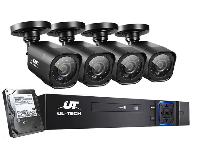 UL-tech CCTV Security System 4CH DVR 4 Cameras 1TB Hard Drive