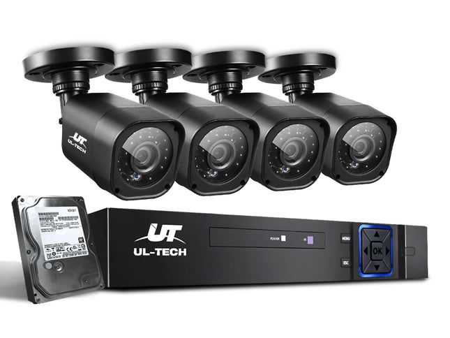 UL-tech CCTV Security System 8CH DVR 4 Cameras 2TB Hard Drive