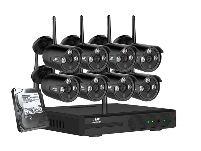 UL-tech Wireless CCTV Security System 8CH NVR 3MP 8 Bullet Cameras 4TB