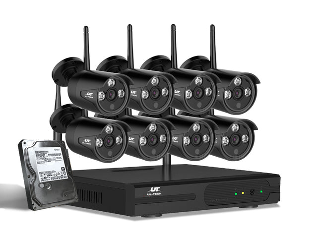 UL-tech Wireless CCTV Security System 8CH NVR 3MP 8 Bullet Cameras 1TB