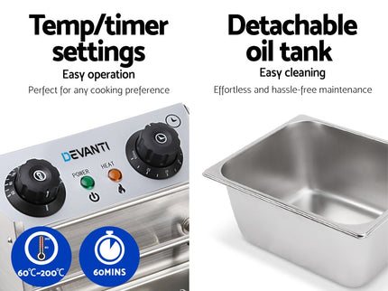 Devanti 10L Electric Commercial Deep Fryer Single Basket 2200W