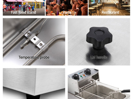 Devanti 10L Electric Commercial Deep Fryer Single Basket 2200W