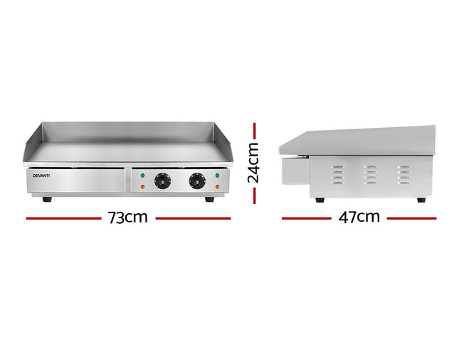 Devanti Commercial Electric Griddle 73cm BBQ Grill Plate 4400W