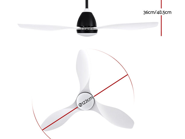 Devanti 48'' Ceiling Fan DC Motor w/Light w/Remote - White