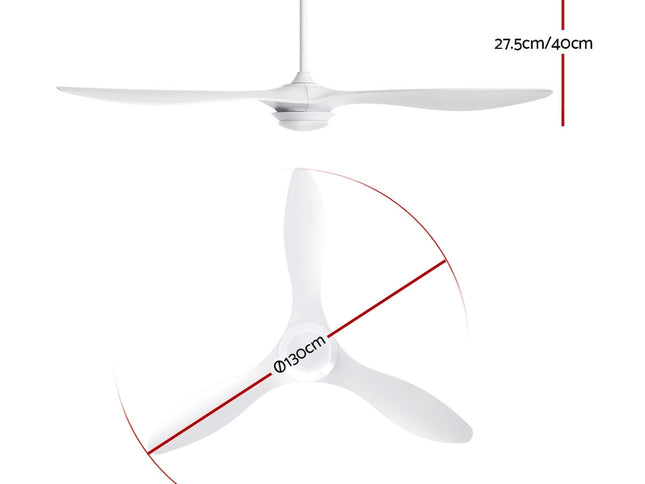 Devanti 52'' Ceiling Fan DC Motor w/Light w/Remote - White