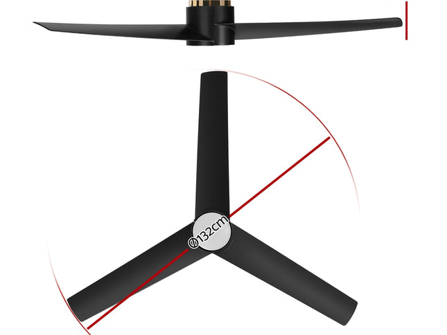 Devanti 52'' Ceiling Fan DC Motor w/Light w/Remote - Black
