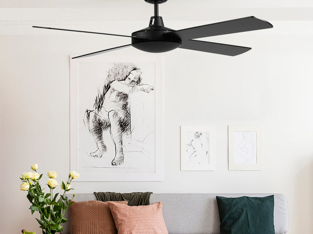Devanti 52'' Ceiling Fan AC Motor 4 Blades w/Remote - Black