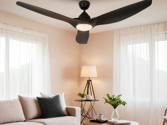 Devanti 64 Inch Ceiling Fan DC Motor w/Light w/Remote - Black