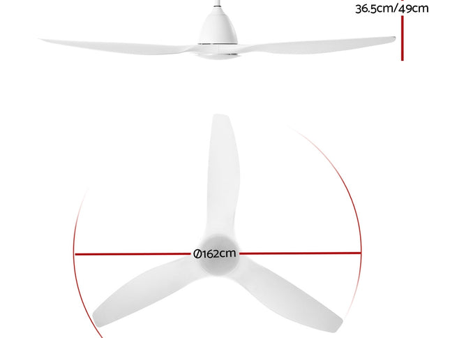 Devanti 64'' Ceiling Fan DC Motor w/Light w/Remote - White