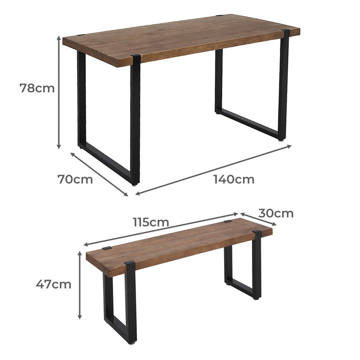 Levede Wooden Dining Sets 1XTable+2X-1975420499672567810