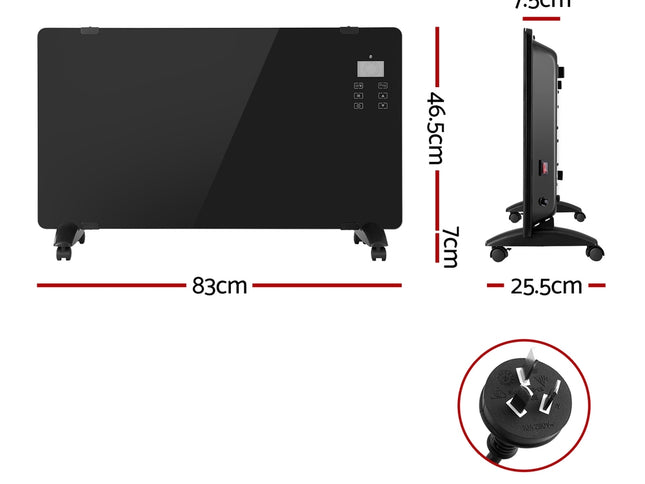 Devanti Electric Convection Heater Black 2000W