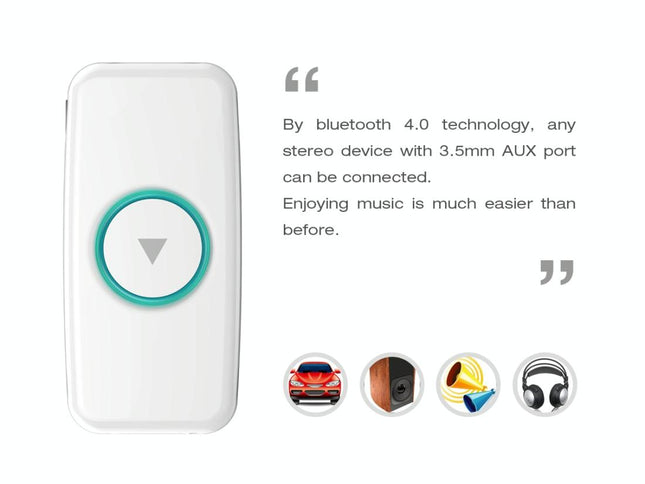 Wireless Music Receiver For Car With 3.5Mm Jack - Mini Bluetooth White-1915196621746999298