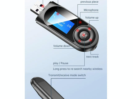 Lcd Bluetooth 5.0 Adapter Receiver / Transmitter - Black-1915196692630736903
