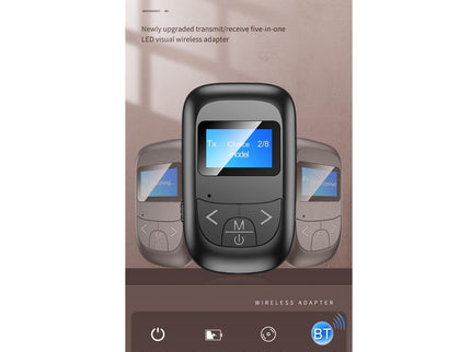 2-In-1 Bluetooth Adapter With Lcd Display - Black-1915196712738230273