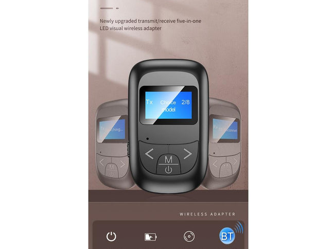 2-In-1 Bluetooth Adapter With Lcd Display - Black-1915196712738230273