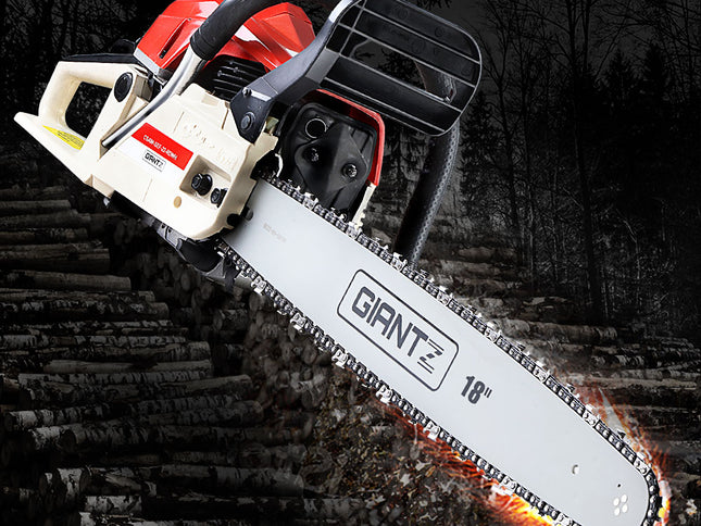 Giantz Chainsaw Petrol 45CC 18" Bar Commercial E-Start Pruning Chain Saw