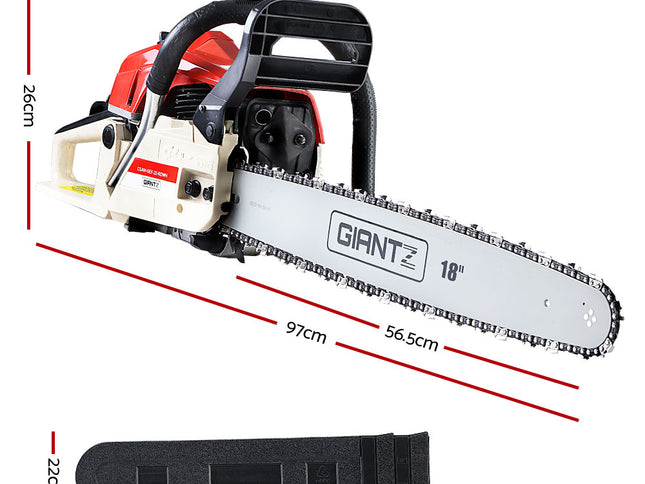Giantz Chainsaw Petrol 45CC 18" Bar Commercial E-Start Pruning Chain Saw