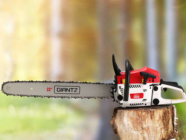 Giantz Chainsaw Petrol 62CC 22" Bar Commercial E-Start Pruning Chain Saw