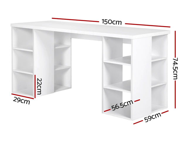 Artiss Computer Desk Bookshelf White 150CM