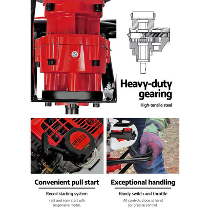 Giantz 65CC Post Hole Digger 200mm Petrol Drill Extension Bits Auger