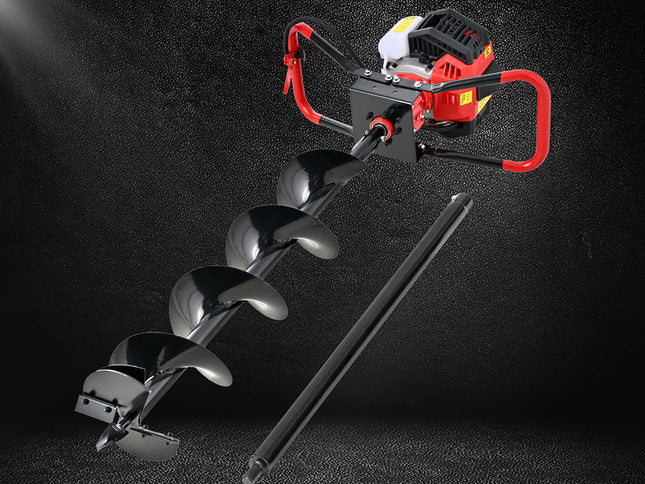 Giantz 65CC Post Hole Digger 200mm Petrol Drill Auger Extension Bits