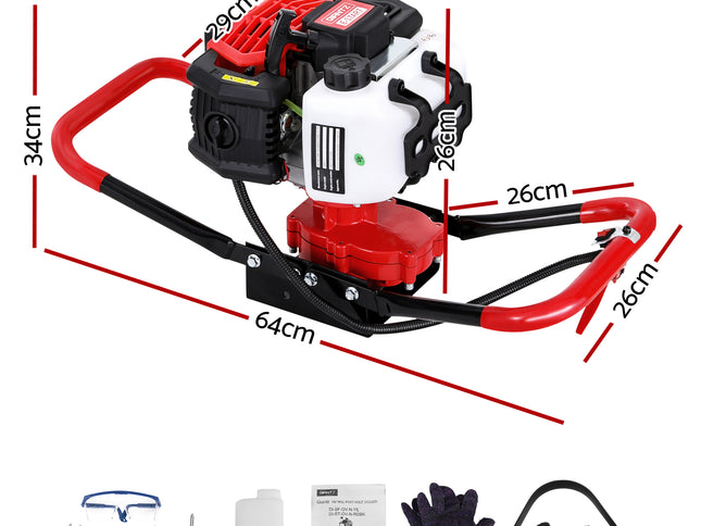 Giantz 65CC Post Hole Digger Motor Only Petrol Engine Red